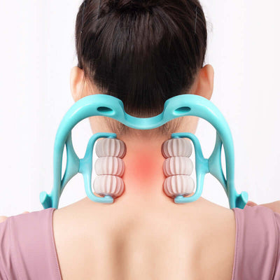 Multifunctional Manual Six-wheel Neck Massager Massage Relieve Roller Massage Tool relieving tension in the neck.