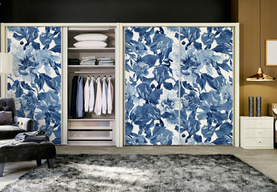 Floating City Flower Wardrobe Sticker Light Luxury Fashion Self-Adhesive Wallpaper Bedroom Cabinet