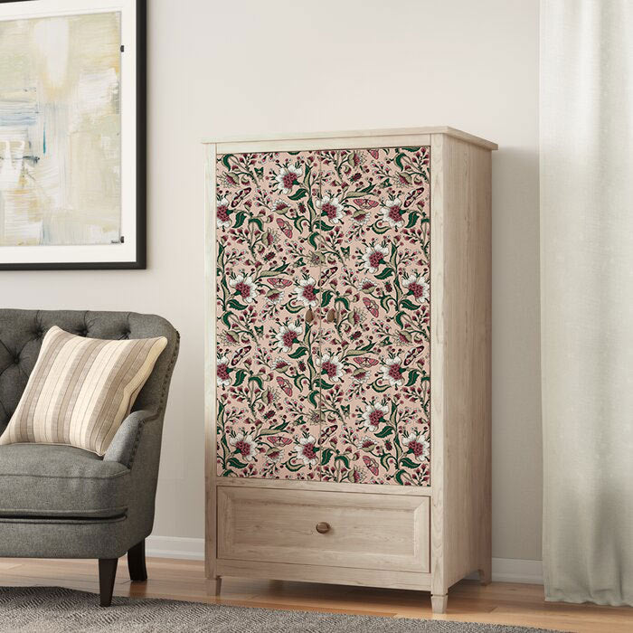 Floating City Flower Wardrobe Sticker Light Luxury Fashion Self-Adhesive Wallpaper Bedroom Cabinet