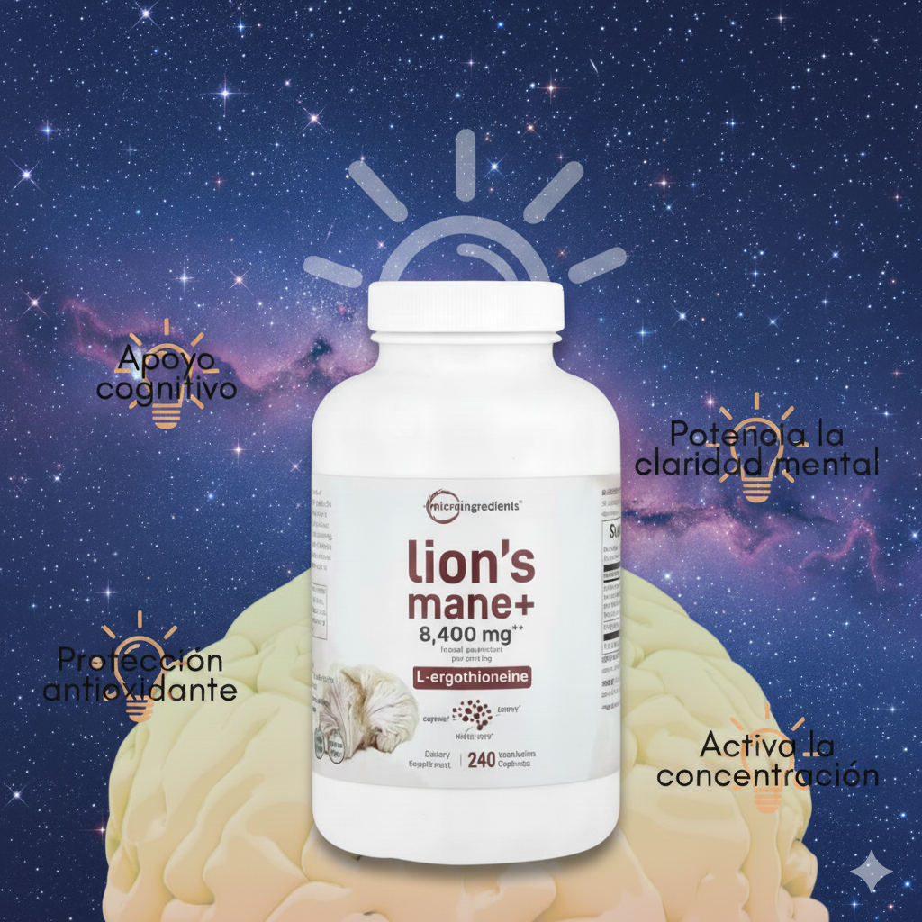 Despierta tu Mente: Lion's Mane+ 8400 mg para Concentración y Claridad Imparables.