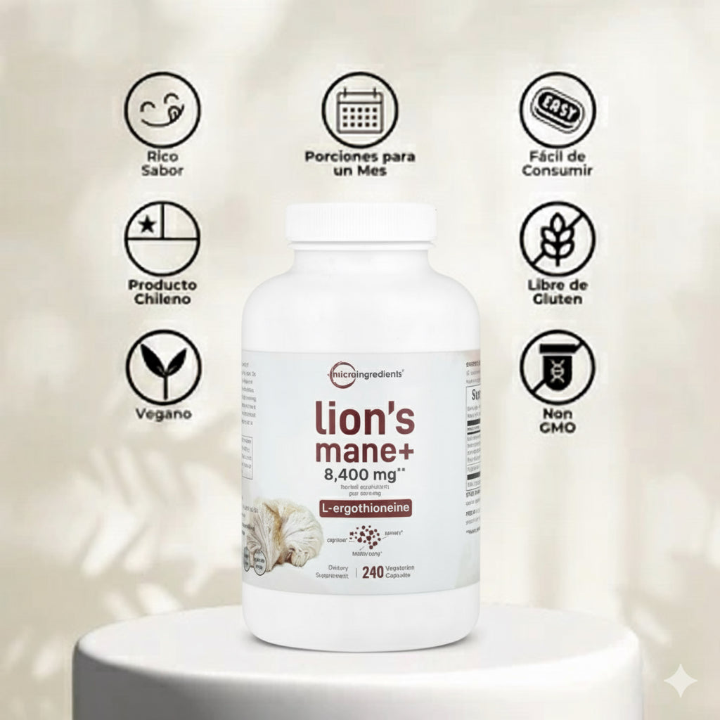Despierta tu Mente: Lion's Mane+ 8400 mg para Concentración y Claridad Imparables.