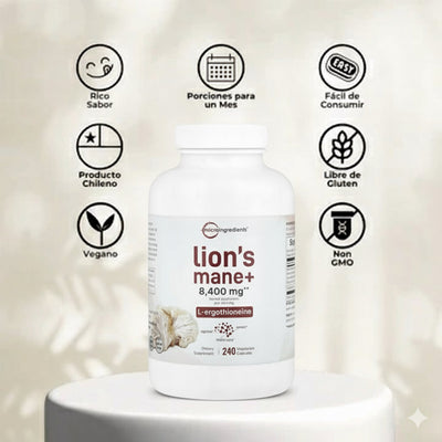 Despierta tu Mente: Lion's Mane+ 8400 mg para Concentración y Claridad Imparables.