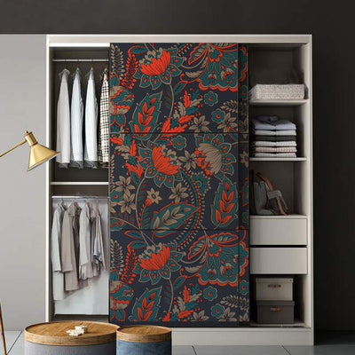 Floating City Flower Wardrobe Sticker Light Luxury Fashion Self-Adhesive Wallpaper Bedroom Cabinet
