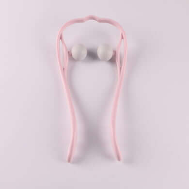 Multifunctional Manual Six-wheel Neck Massager Massage Relieve Roller Massage Tool in a stylish pink design.