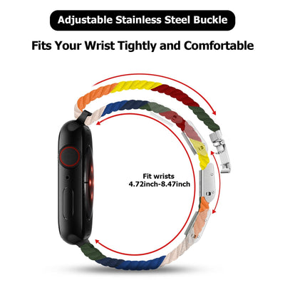 Nepfaivy Compatible With Apple Watch Band - 38mm 40mm 41mm 42mm 44mm 45mm 49mm Braided Stretchy Sport Band For Apple Watch Series SE 8 7 6 5 4 3 2 1, Women Men Nylon Fabric Elastic Loop Breathable Wat